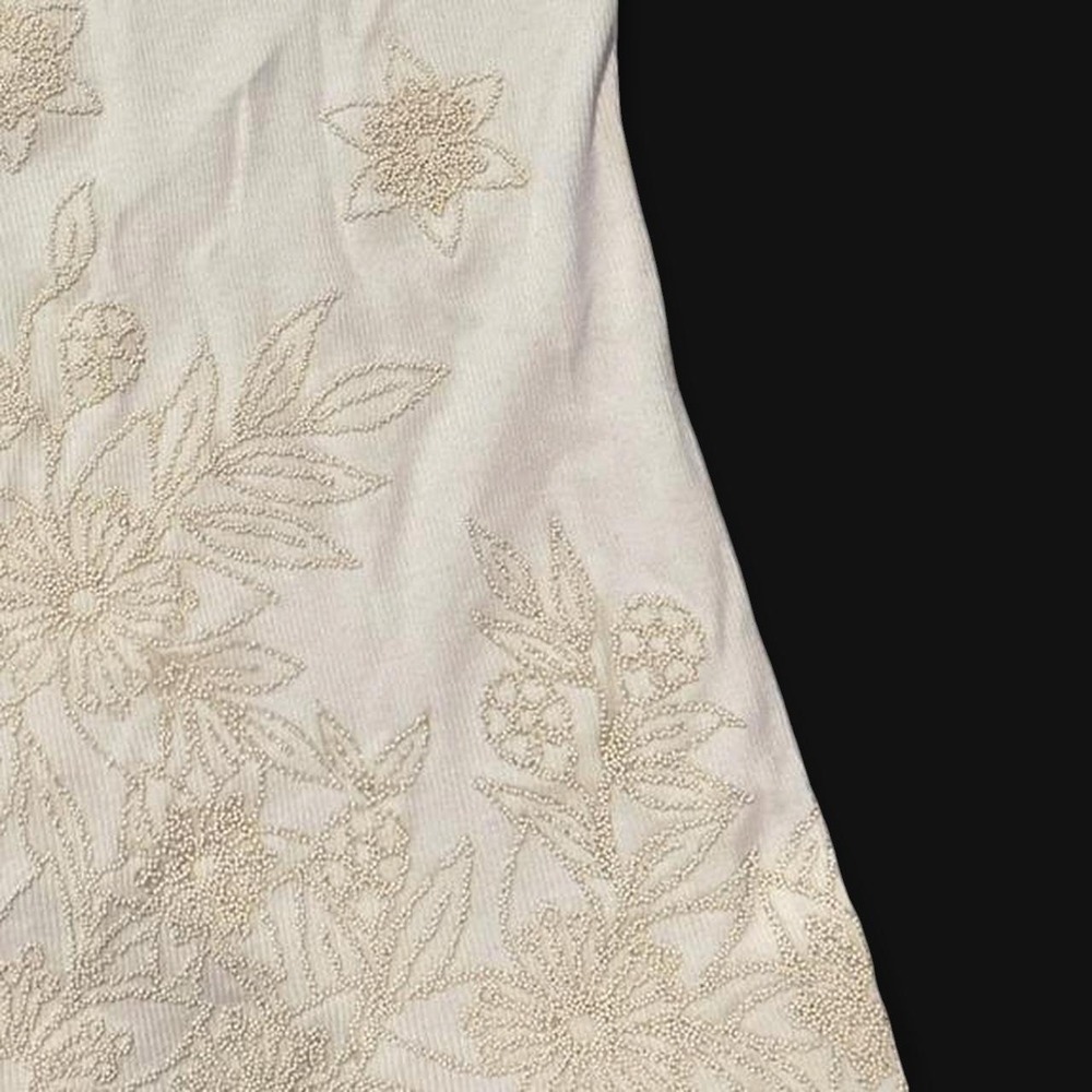Cream floral embroidered tank top Candy rain